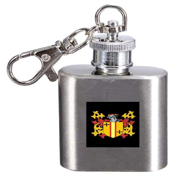 Peacegood Family Crest Surname Coat of Arms 1oz Hip Flask