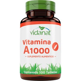 Vidanat Vitamina A 1000 UI – 100 Tabletas | Apoyo Inmunológico y Salud Visual | Suplemento Natural para Adultos – Alta Calidad