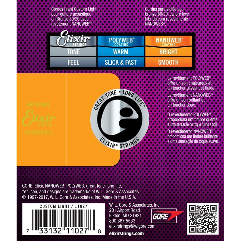 Elixir Acoustic Guitar Strings, Nanoweb, 80/20 Bronze, 2sets