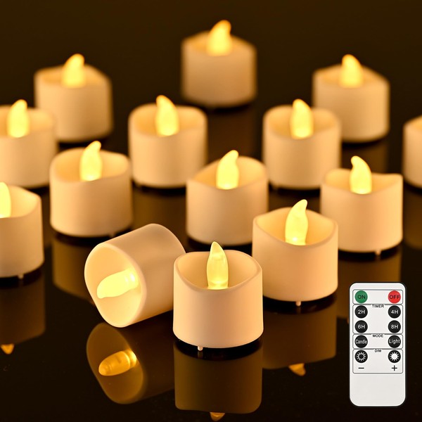 RaceGT 20 Led Teelichter mit Timer Fernbedienung,Flammenlose Led Kerzen Teelichter