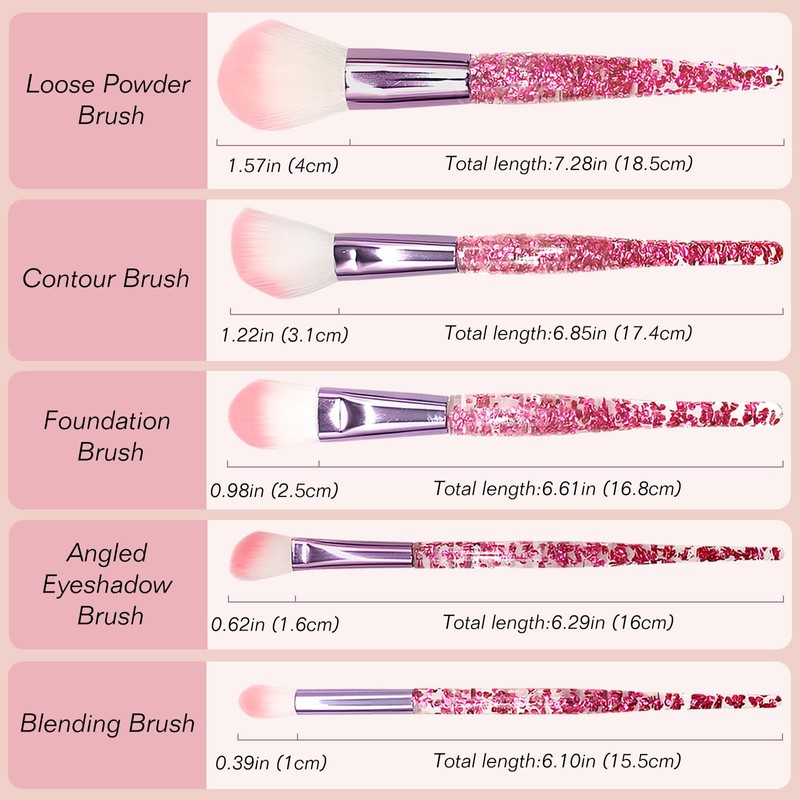 Jaasuee Bling Crystal Makeup Brush Set: 10-Piece Professional Glitter Brushes