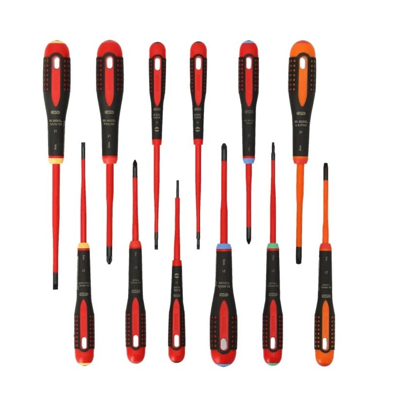 Bahco BE-9878SL Ergo 12 Piece VDE Insulated Slim Blade Screwdriver