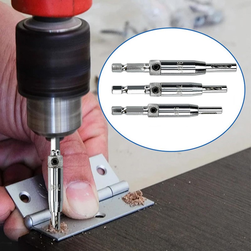3 Pieces of Self Centering Hinge Drill Bit Kit, Quick