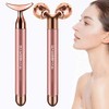 2-IN-1 Electric Face Massager Roller 24k Rose Gold Face Roller, 3D Roller and Unique Crescent Shape Facial Roller Massager Kit Arm Eye Nose Massager S