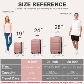 Kono Carry On Luggage 22x14x9 Airline Approved Lightweight Small Travel Suitcase with Spinner Wheels Hard Shell TSA Carry-On Nude/Rose Gold