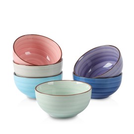 Selamica Ceramic 12 Oz Dessert Bowls Set, Small Cereal Bowls for Kitchen, 4.7 Inch Ice Cream Bowls for Snack Side Dishes Dips, Microwave Dishwasher Safe, Set of 6, Gradient Color