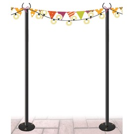 Derkniel 10 FT Outdoor String Light Pole Stand for Hard Ground, Adjustable Globe Patio Light Post for Hanging Outside Decorate Lighting, 2 Packs