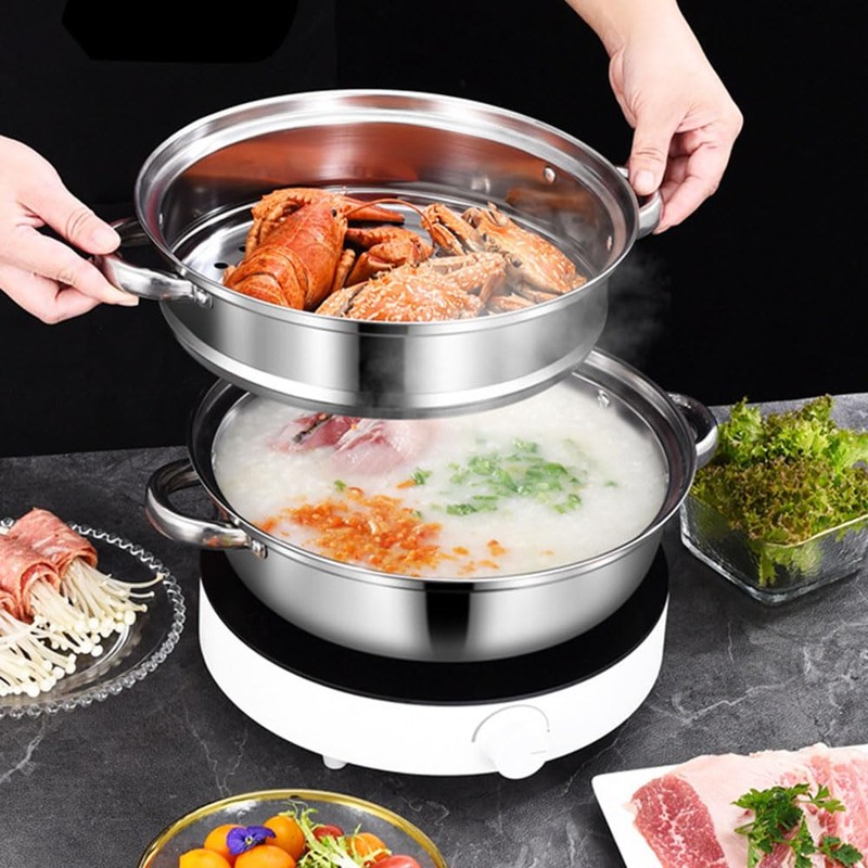 Steamer Pot for Cooking 11 inch Steamer Pot, 2-tier Multipurpose