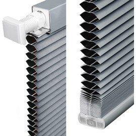 LazBlinds Cordless Cellular Shades, No Tools No Drill Light Filtering Honeycomb Shades Pleated Blinds for Windows, 22'' W x 48'' H, Dark Grey