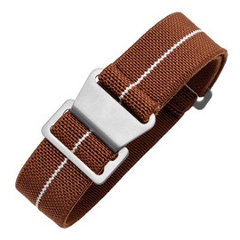 Nice Pies Man's French Troops Military Parachute Watchband Special Elastic Fabric Nylon Canvas Strap Hook Buckle 20/21/22mm Multiple Color Options (20mm, 8 Brown+White)