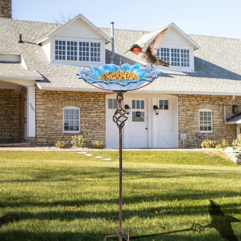 MUMTOP Bird Baths for Outdoors, Outdoor Bird Bath,Glass Birdbath Sunflower