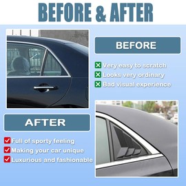 XITER 2PCS ABS Carbon Fibre Racing Style ABS Rear Side Window Louvers Air Vent Scoop Shades Cover Blinds for Honda 7th Accord 2003-2007 (Bright Black)