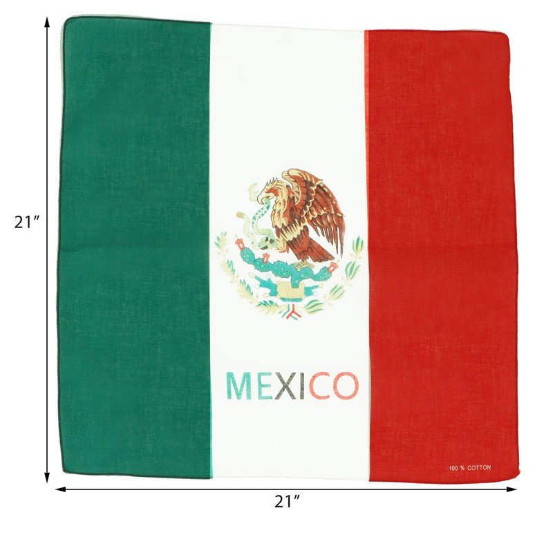 Motique Accessories Large Cotton Bandanas - Mexican Flag- (Mexico)
