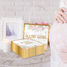 40pcs Baby Girl Napkins Decorations Baby Girl Shower Party Decorations Rose Gold Pink Disposable Paper Napkins Baby Girl Shower Supplies for Gender Reveal Baby Girls Shower Favor Decor