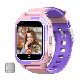 wonlex Kids Smart Watch with SIM Card, 4G Kids GPS Tracker Support Whatsapp Line Real-time Calling Voice Message SOS Camera, Birthday Gifts for Girls Boys Aged 4-16(Pink)