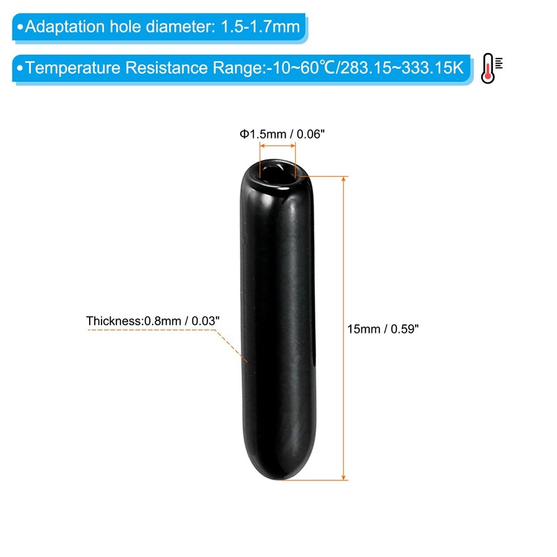 PATIKIL 150pcs 1.5mm Vinyl Rubber End Caps for Metal Tube