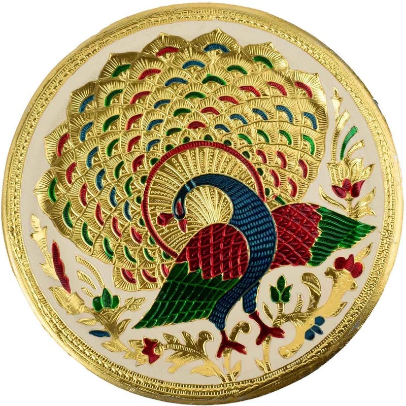 Karwa Chauth/Karva Chauth Special Decorative Puja/Pooja Thali/Platter with Beautiful Peacock