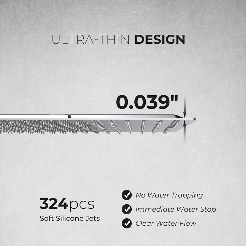 16inch Rainfall Shower Head, Ultra Thin 304 Stainless Steel High