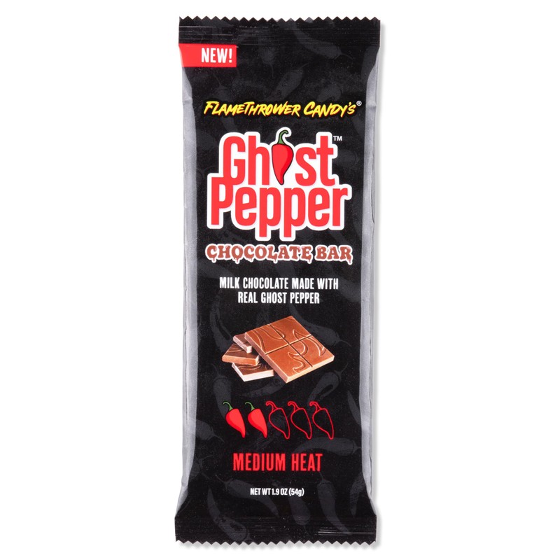 Ghost Pepper Chocolate Bar, Milk Chocolate Made with Real Ghost