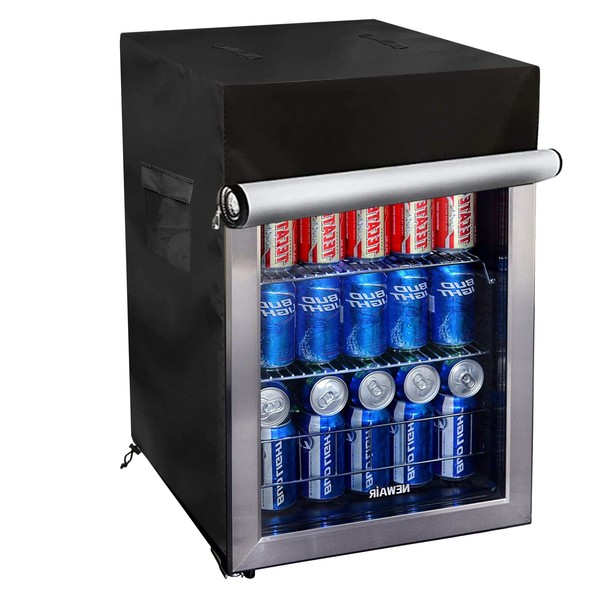 Bitubi Beverage Refrigerator Cooler Cover,Outdoor Fridge Cover – Waterproof, Dustproof, Sun-Proof, 20" W x 20" D x 33" H. Suitable for most 3.2 Cu.ft Beer or Wine Mini Fridge (Black)