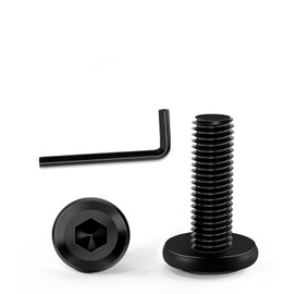 KACNON M8 x 25 Screws, Pack of 15 Black Stainless Steel Screws with Hex Key, 304 Hexagon Socket Flat Head Screws, Stainless Steel A2 V2A Full Thread, Black Galvanised, for Household Appliances,