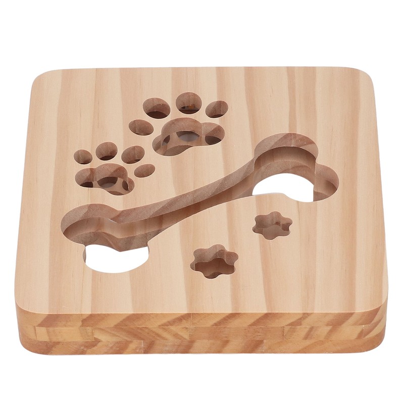 3D Night Lamp Bone Paw Print Pattern Hollow Design Wooden