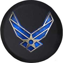 556 Gear Air Force Blue Silver Military Wings fits SUV and RV Spare Tire Cover Camper Accessories Black 32 in