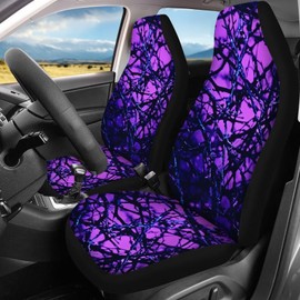Jeiento Purple Camo Branch Car Seat Covers Full Set for Women Men Front Car Seat Protector Back Car Seat Cover All Weather Car Seat Protector,4 Piece Set