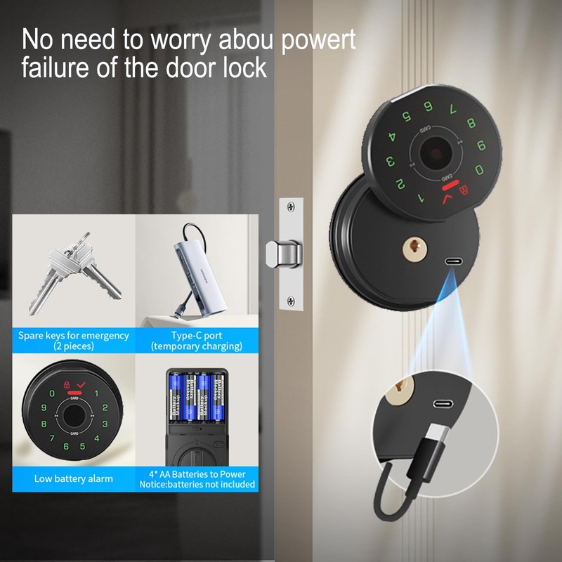 Keyless Entry Door Lock,Keypad with Code & Palm Vein Recognition