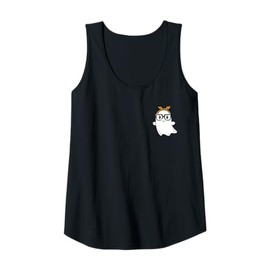Womens Leopard Bow Bandana Ghost with Glasses Girls Spooky Costume Tank Top