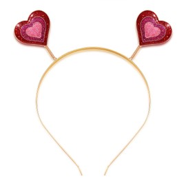 boderier Glitter Heart Headband Valentine’s Day Costume Party Head Bopper Hair Barrette Hair Accessory for Women Multi Color
