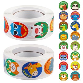 Vegena Pack of 1000 Children's Reward Stickers, Reward Stickers for Children, Animal Stickers, Motivational Stickers for School and Teaching, Teacher Reward Stickers, School Stickers
