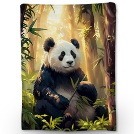 Ti Caldi Cute Panda in Forest Blanket | Soft Warm Fuzzy Lightweight Animal Flannel Throw Blanket Perfect for Couch, Bed, Travel & Outdoor Use, Cozy Blankets for Adults Kids Boys Girls 60×50 in