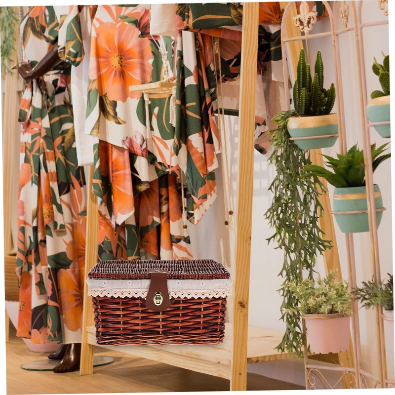 MAGICLULU Lidded Woven Storage Basket with Liner Deep for Organizing