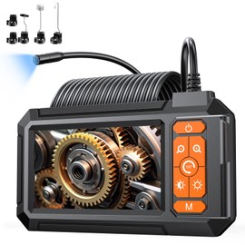 iWarmbase 4.3 Inch Endoscope Camera with Light, 1080 HD Industrial Endoscope Tube Camera with 8 Adjustable LEDs, Screen Inspection Camera, Live Picture, IP67 Waterproof, 16.5 ft/5 m Snake Camera, 2600