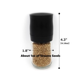 Glass Sesame Seed Grinder, Durable Sesame Mill, (Capacity: About 1oz of Sesame Seeds) Made in Japan (Black)
