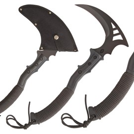 BLACK LEGION Tactical Sickle and Sheath | Stainless Steel Blade, TPU Handle, Paracord-Wrapped Grip | For Farming & Outdoors | Overall Length 15.5"