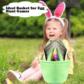 Leesgel Easter Basket for Kids, Easter Baskets Empty Boxes Bags for Easter Egg Hunt Games, Easter Egg Basket for Children Boys Girls Easter Decorations Crafts Party Favours - Green