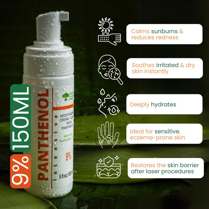 9% Panthenol Foam Spray, Vitamin B5 + Deep Moisturizing Hyaluronic