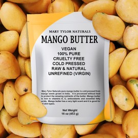 Mary Tylor Naturals Mango Butter 1 lb  by Mary Tylor Naturals  Cold Pressed, Unrefined,Raw Pure Mango Butter  Skin Nourishment, Moisturizing for Hair, Skin