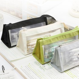 ASY Pen Case, Large Capacity, Clear Pen Pouch, Pencil Case, Mesh, Transparent, Slim, Cute, Pen Pouch, Pencil Case, Stationery Pouch, Stationery Storage, Stationery Case, Stationery Pouch, Stylish,