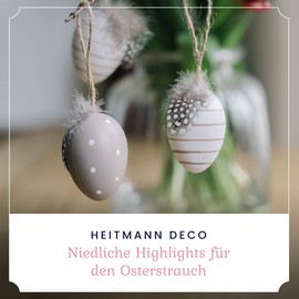 HEITMANN DECO Hanging Eggs Set of 6 Brown / Grey / White Approx. 4 cm