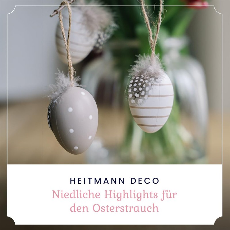 HEITMANN DECO Hanging Eggs Set of 6 Brown / Grey