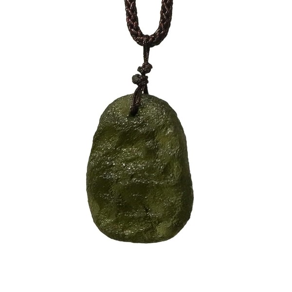 DYFUHO Moldavite Crystal Necklace Raw Moldavite Czech Meteorite, Tectite Healing
