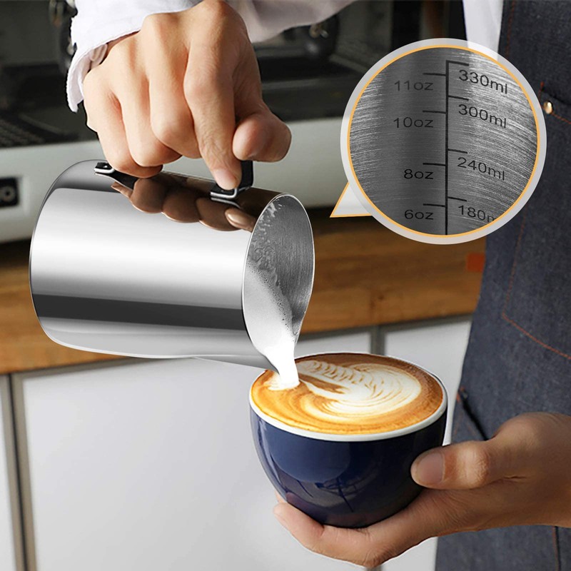 Love-KANKEI Milk Pitcher Milk Jug Stainless Steel Latte Art 350ml