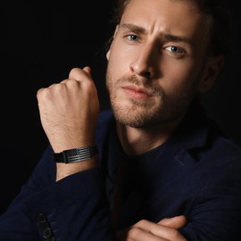 DouDiner American Flag Bracelet for Men,Stainless Steel Bible Verse Bracelets Mens Jewelry Gift, 2025 Graduation Gifts for Men Him Dad(Flag-Baptism,Black)