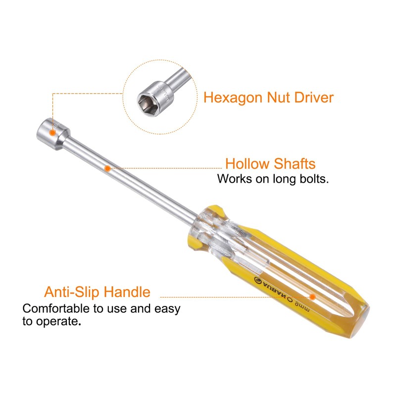 HARFINGTON 2pcs Metric Nut Driver 9mm CR-V Non-Magnetic Tip Solid