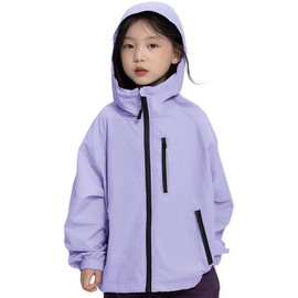 Rolanko Kids Waterproof Raincoats with Hood Boys Lightweight Rain Jacket Girls Windbreaker Outwear Jacket Camping (Purple,12-14)