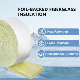 TOPDURE Foil-Backed Fiberglass Pipe Wrap, Pipe Insulation Wrap for Outdoor,Foam Wrap for Freezing Weather Protection,3" Wide x 1" Thick x 25' Long (1Pack)
