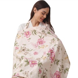 Funda de lactancia insular para lactancia materna, funda de alimentación infantil, delantal de algodón transpirable para lactancia materna, begonia rosa